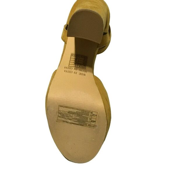 Forever 21 Mustard Block Heel Ankle Strap Shoes Size 7 - Picture 8 of 9